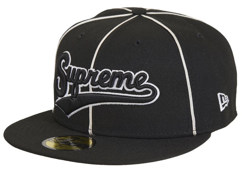 Supreme x New Era Piping Script Logo Cap Black - SS25 - JP