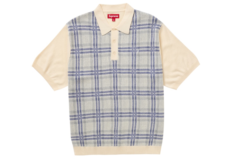 Supreme Plaid Knit S S Polo White Men's - SS24 - US