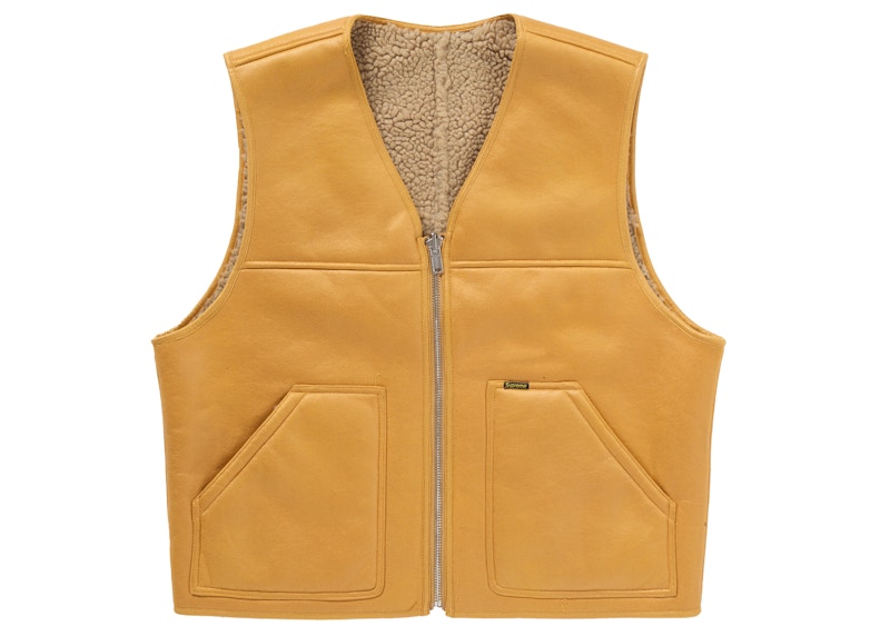Supreme Reversible Faux Shearling Work Vest Yellow Men's - FW24 - US