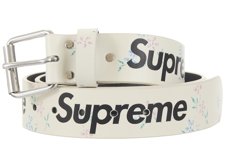 Supreme Repeat Leather Belt (FW25) White - FW25 - GB