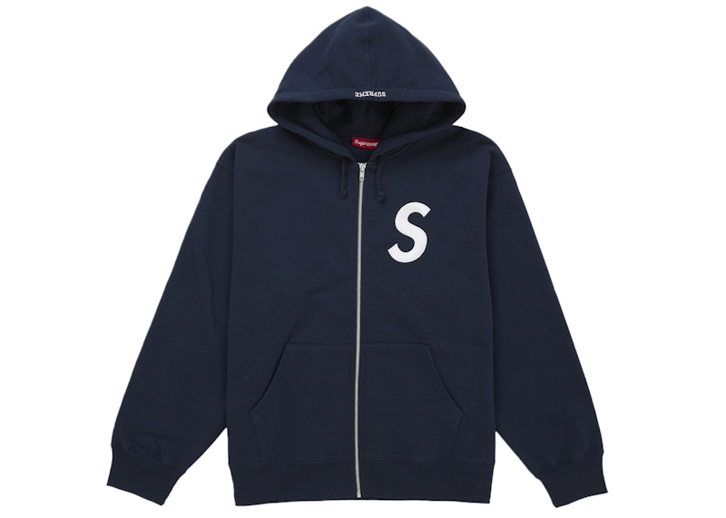 Supreme S Logo Zip Up Hooded Sweatshirt (FW25) Navy Men's - FW25 - US