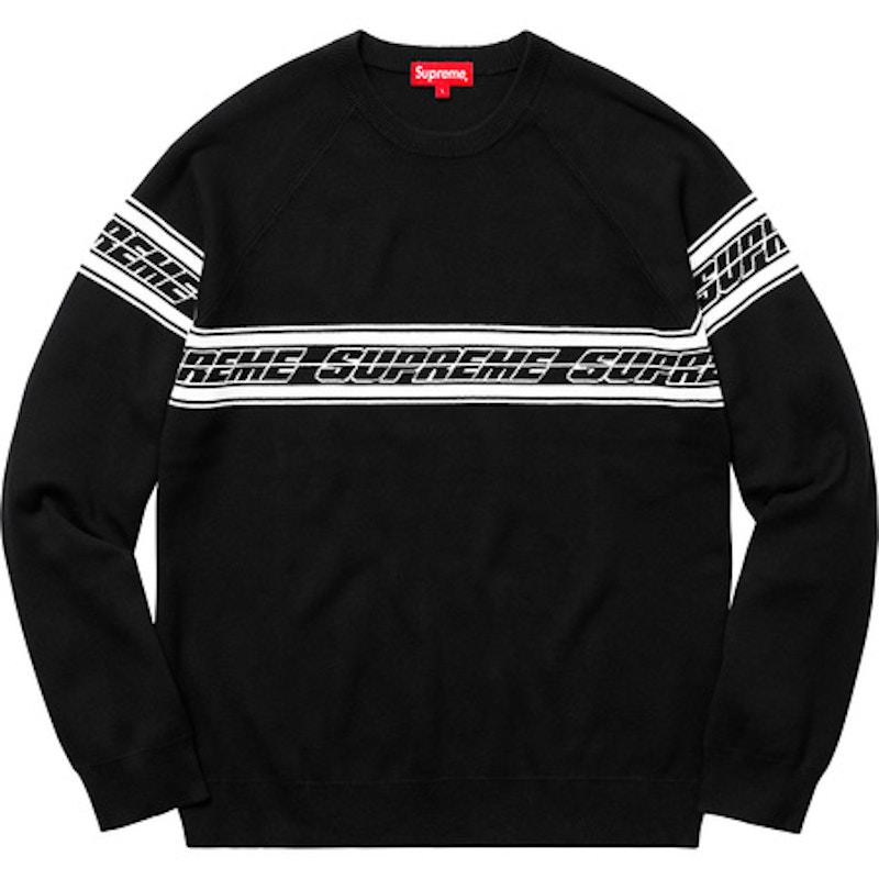 Supreme Striped Raglan Sweater Black メンズ - SS18 - JP