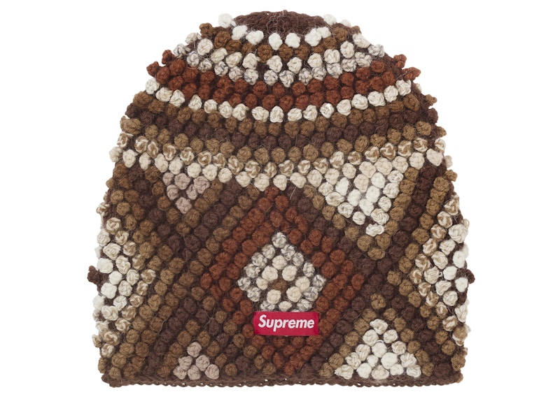 Supreme Textured Knit Beanie Brown - JP