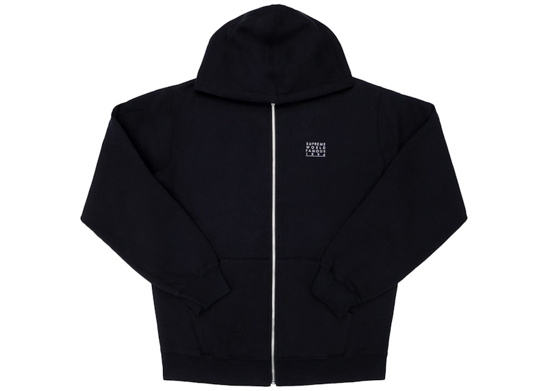Supreme World Famous Zip Up Hooded Sweatshirt Black Men's - SS18 - US