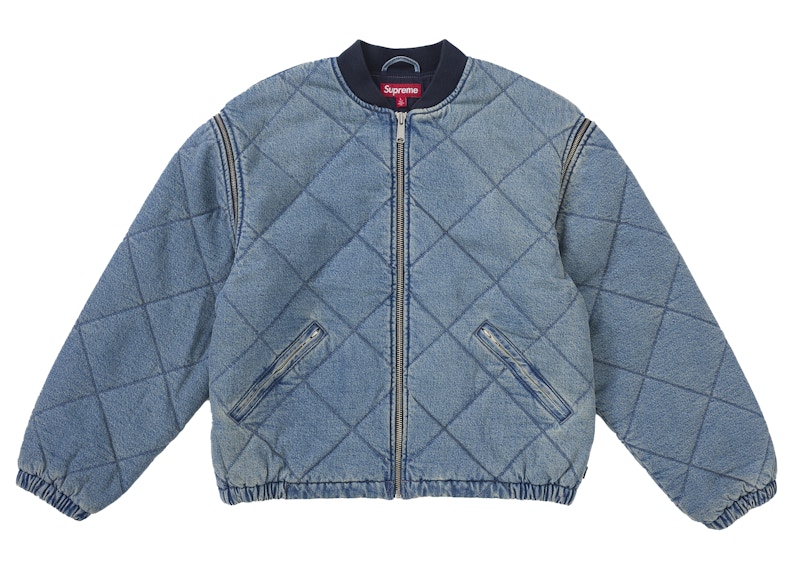 Supreme Zip-Off Sleeve Quilted Bomber Jacket Denim Men's - FW25 - US