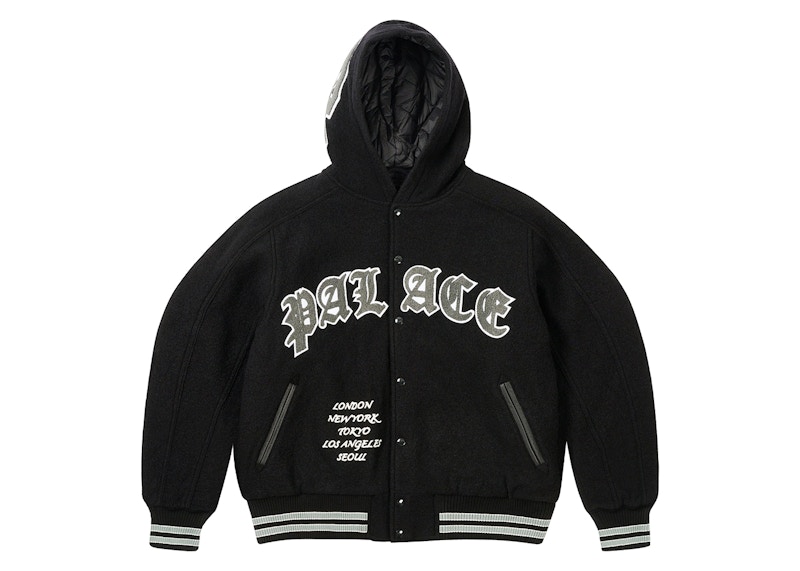 Palace Hooded Varsity Jacket Black Men's - FW24 - GB