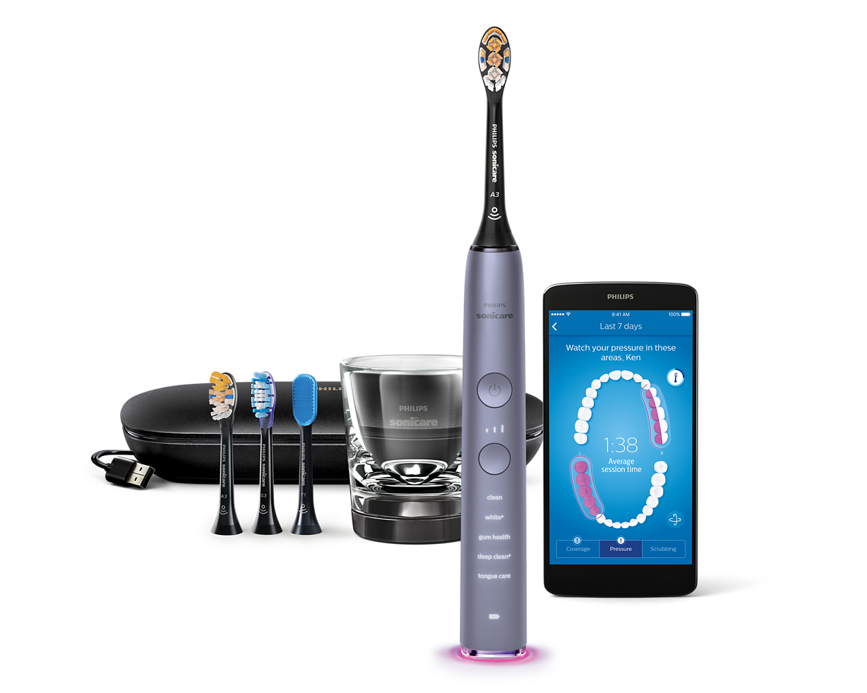 DiamondClean Smart 9400 Rechargeable Toothbrush HX9985/48 | Sonicare