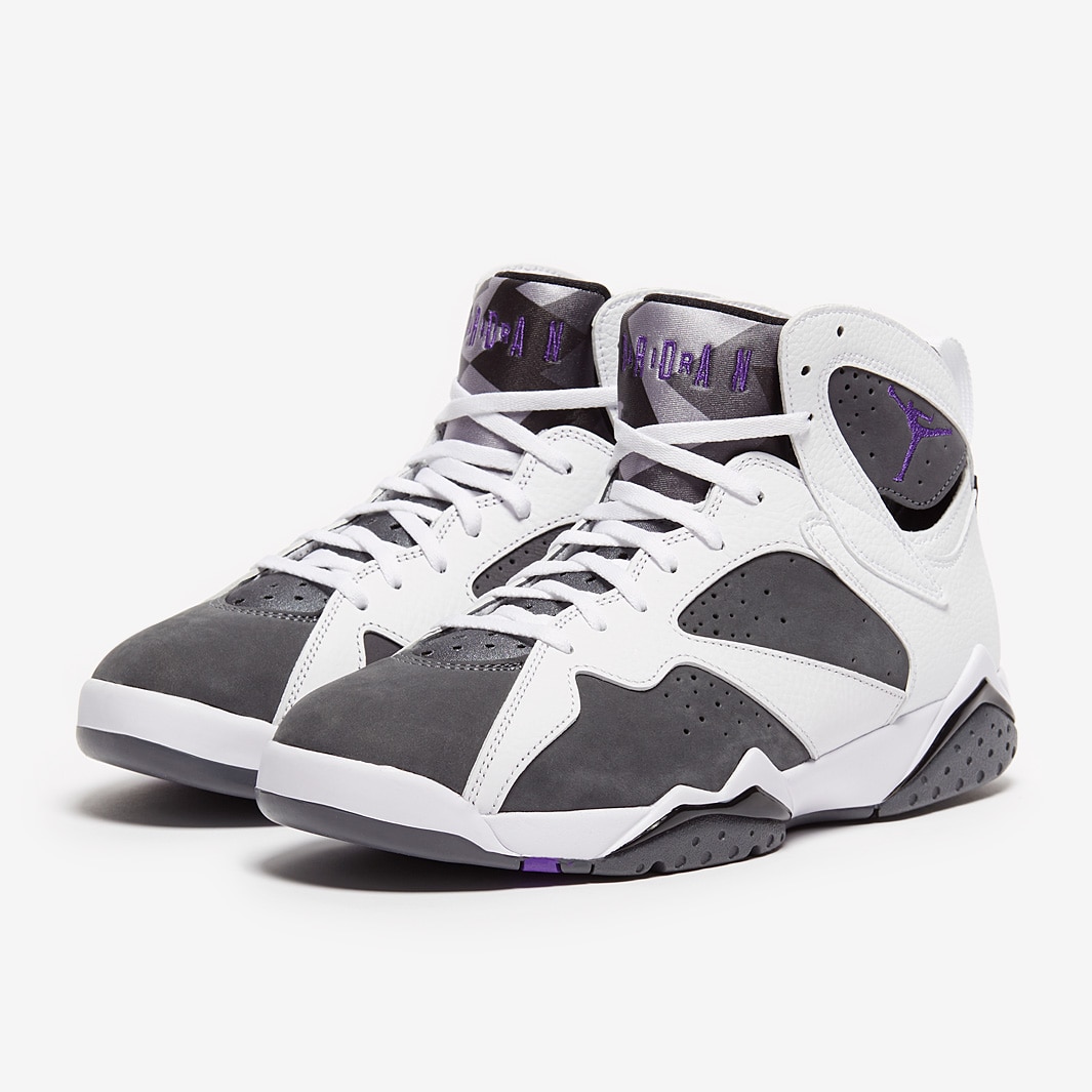 Air Jordan 7 Retro - White/Varsity Purple/Flint Grey/Black - Mens