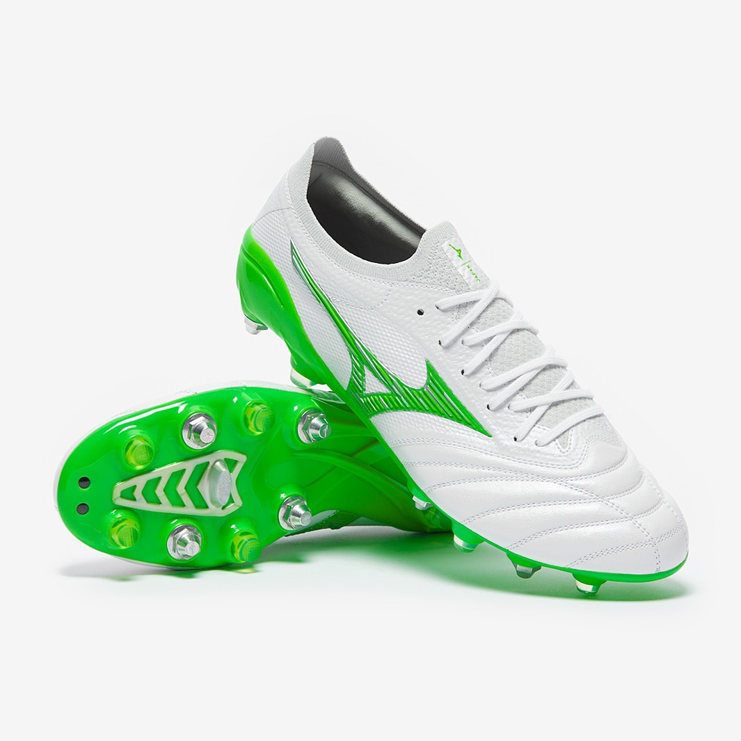 Mizuno Morelia Neo IV Beta Made in Japan SG - Blanc/Vert Néon/Gris