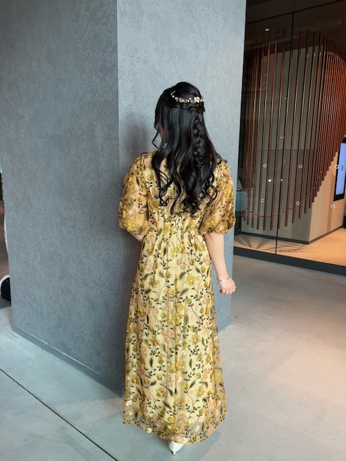 ブルーミーフラワードレス結婚式お呼ばれオケージョンドレス（ドレス