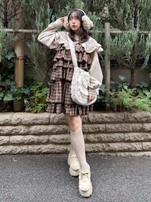 チェックホイップクリームミニワンピース｜メリージェニー（merry