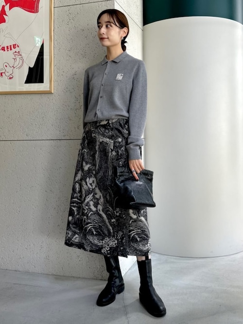 コットンカシミヤ パールロゴポロカーディガン（カーディガン/ボレロ