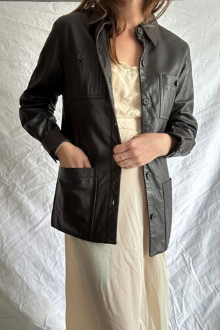 Vintage 1990s Leather Chore Jacket Selected by Grievous Angel