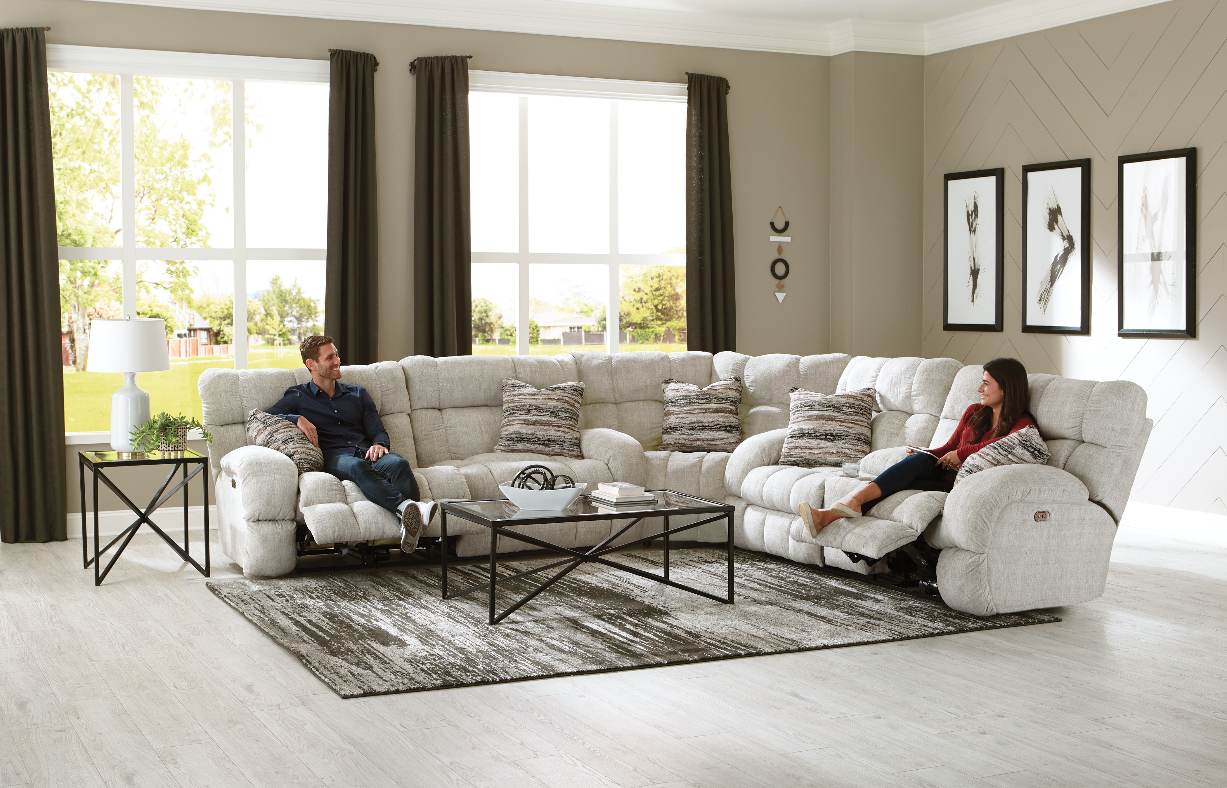 Catnapper Living Room Lay Flat Reclining Sofa 3591-Buff | Hickory