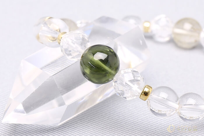 モルダバイト・ルチルクォーツ・水晶 ブレスレット ｜ 天然石通販の4976堂