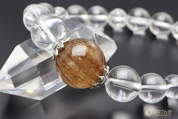 天然石ブレスレット 水晶・ルチルクォーツ大玉メイン ｜ 天然石通販の
