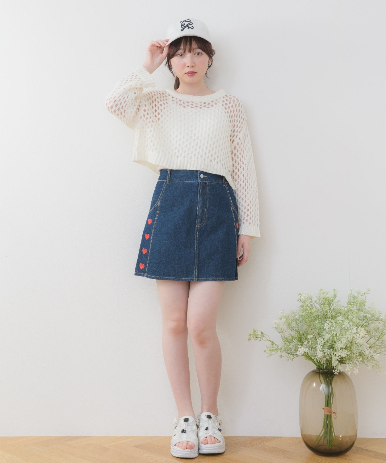 ハート刺繍台形ミニSK|ems excite | RETRO GIRL ONLINE STORE レトロ