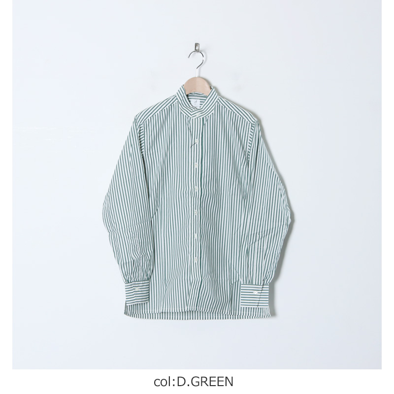 ANATOMICA (アナトミカ) BAND COLLAR SHIRTS CANDY STRIPE size:XS