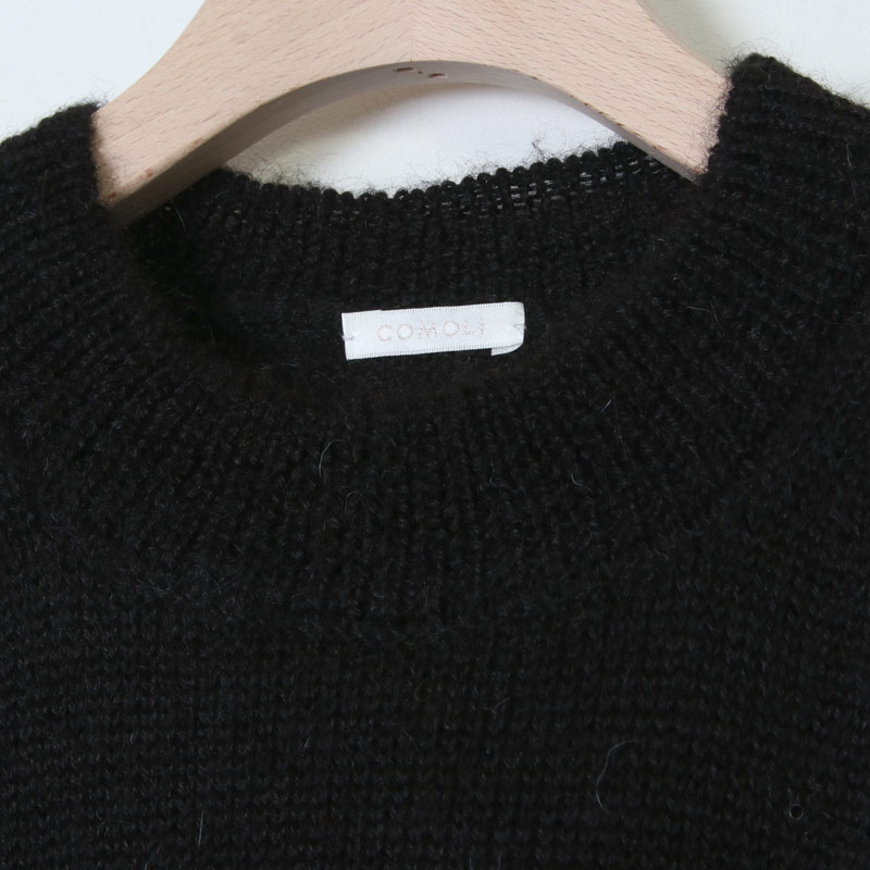 COMOLI (コモリ) ブラックアルパカ クルーネックニット
