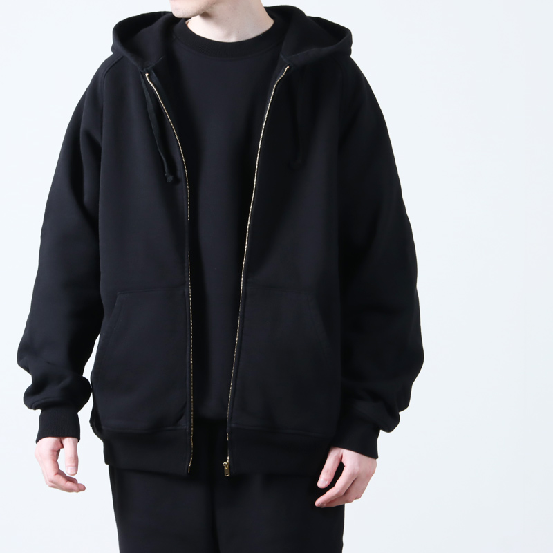 COMOLI コットン裏毛 ジップパーカ24SS/2 FADE BLACK COMOLI (コモリ