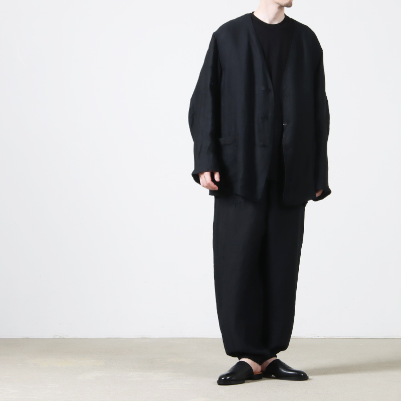 COMOLI (コモリ) リネンサテン ノーカラージャケット