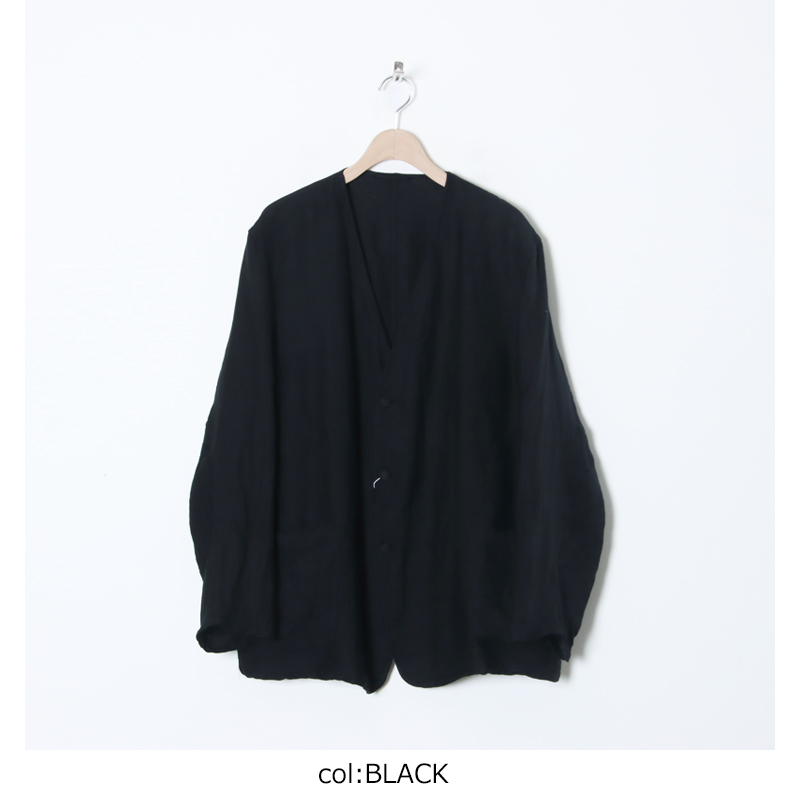 COMOLI (コモリ) リネンサテン ノーカラージャケット