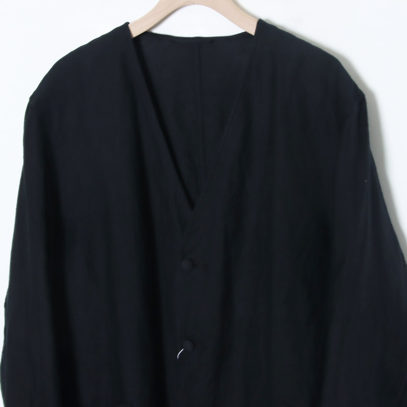 COMOLI (コモリ) リネンサテン ノーカラージャケット