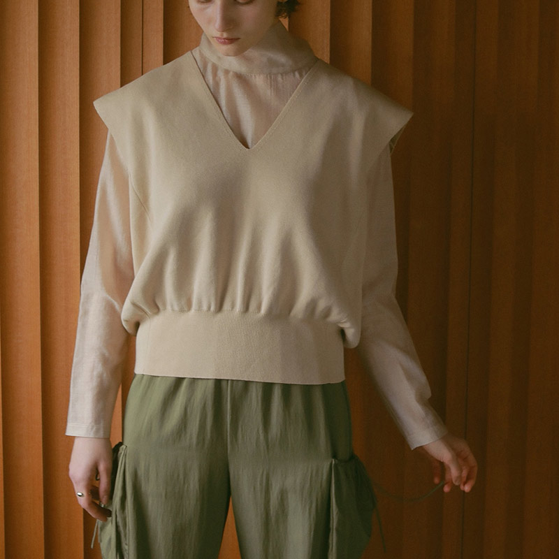 MANOF (マノフ) LAYERED KNIT TOPS / レイヤードニットトップス