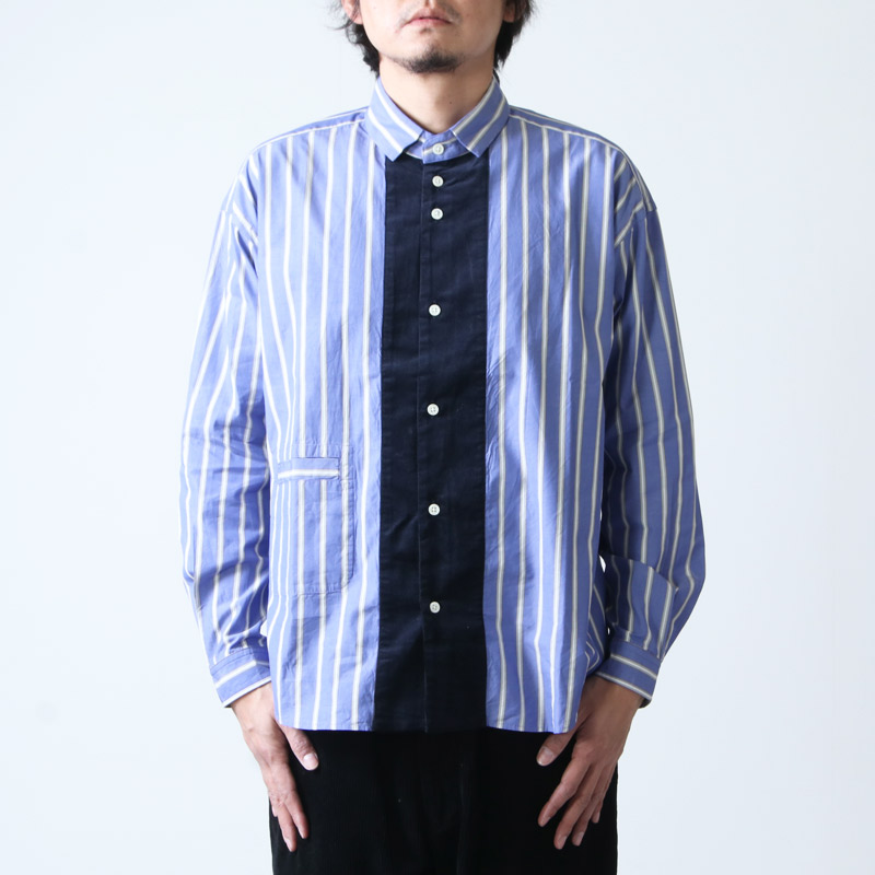 nisica (ニシカ) 切り替えシャツ ストライプ