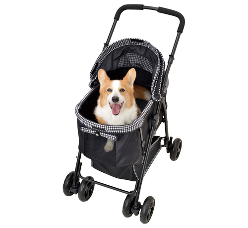 GEX わんわんカート 多頭用 Dxplus 千鳥柄ブラック | ペット用品（犬