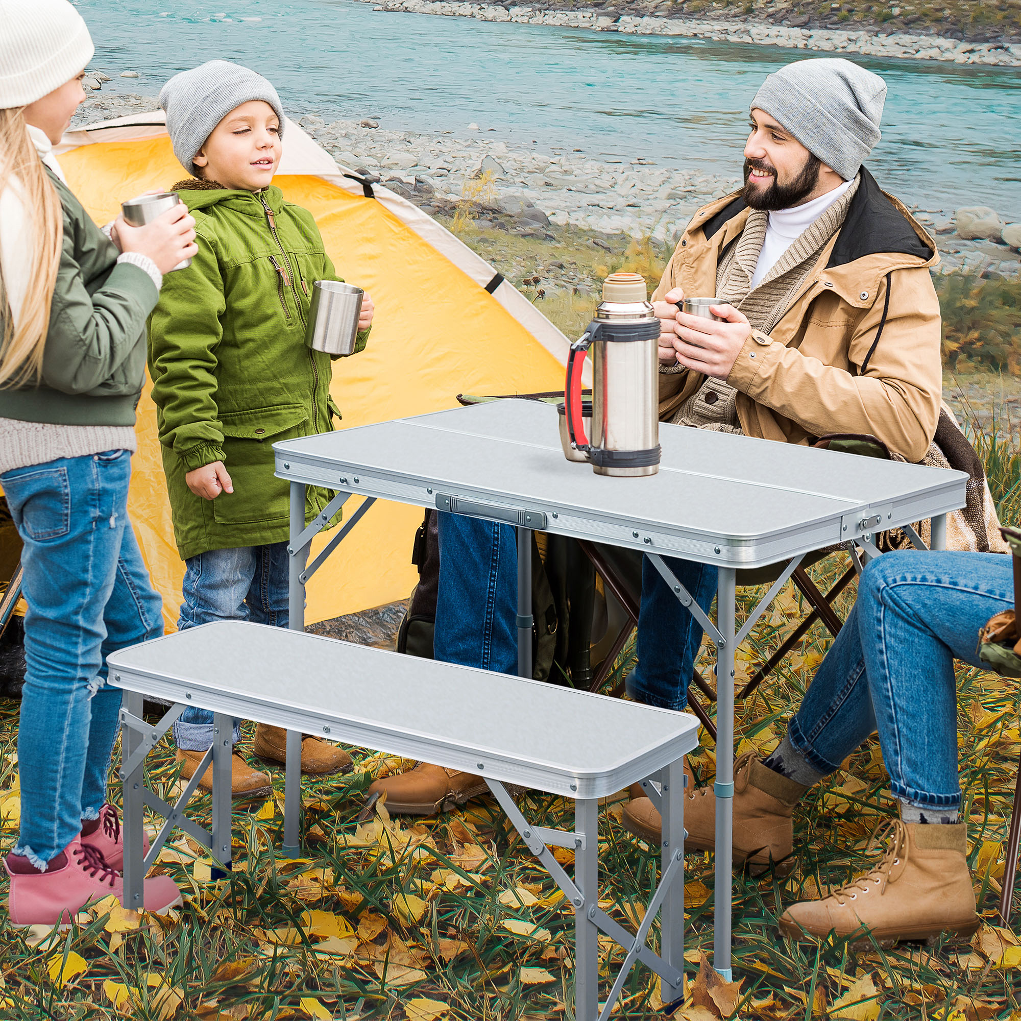 Picnic Set Coleman Table Bench Piece Set Aluminium Coleman Pack