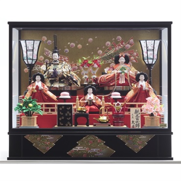 完売】久月 五人ケース飾り「金彩吉祥」 4960282394357 ひな人形
