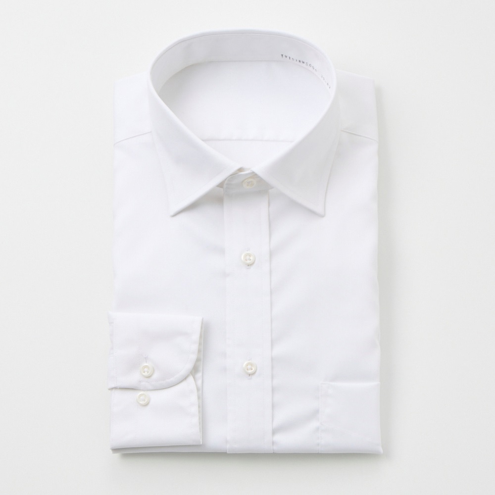 型くずれしにくい綿100% レギュラードレスシャツ（セミワイド衿