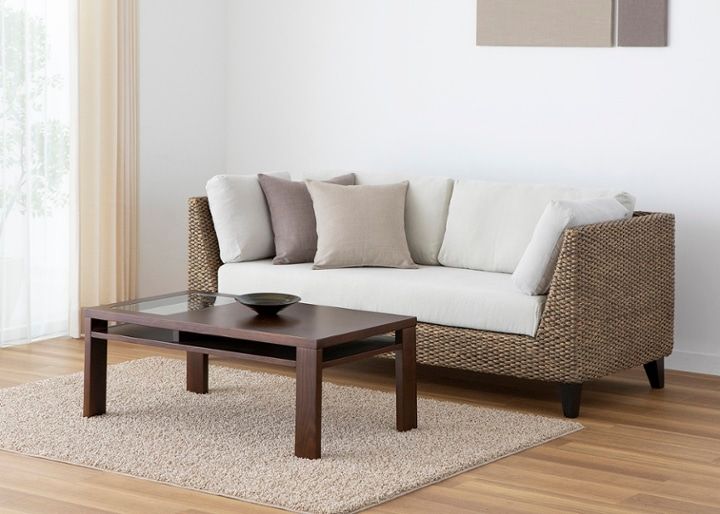 ガラス・ローテーブル～収納付き～モダンアジアンテイストの魅せる