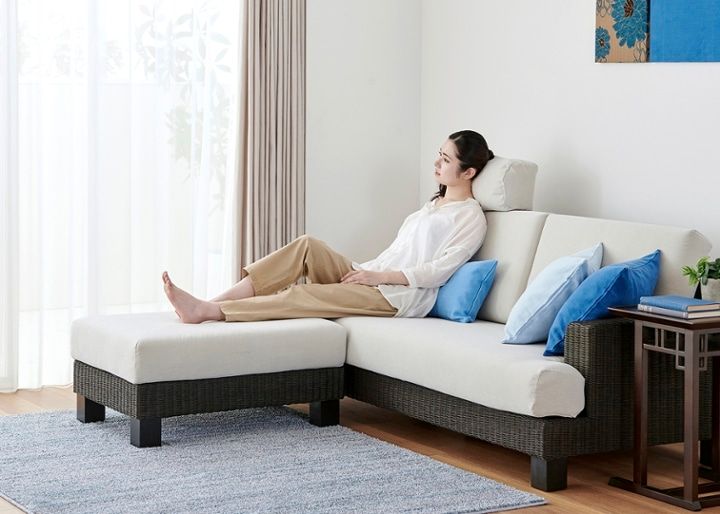 シン・ソファ オットマンv01 (ラタン) ～幅830mm・奥行600mm・ゆったり