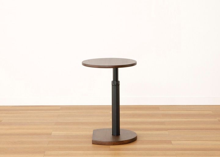 テン・サイドテーブル～高さ50~70cm調整可能～無垢材で作られた円形天