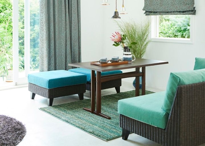 ラン・コンパクトソファ オットマン (ラタン)～狭いリビングダイニング