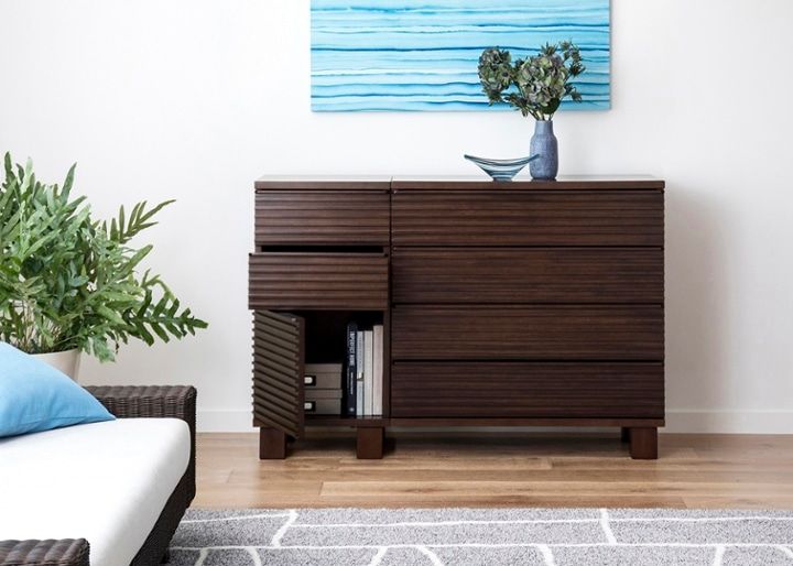 ルーバー・キャビネットv02 H セット ～チェスト～波から着想を得た横