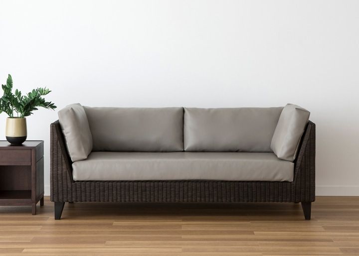 ラン・コンパクトソファ (ラタン) カバー (クリーンレザー)～艶やかな