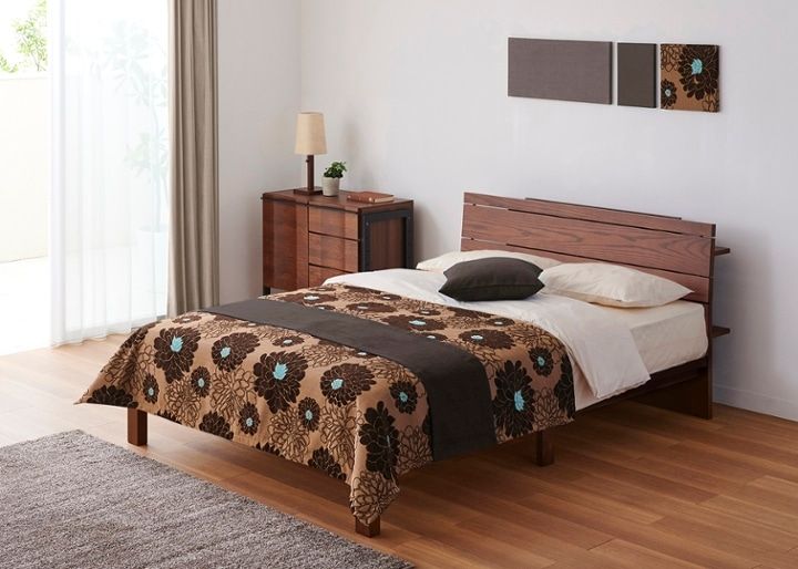 ムク・ベッド ベッドスプレッド＆スロー セット (ウッドブラウン