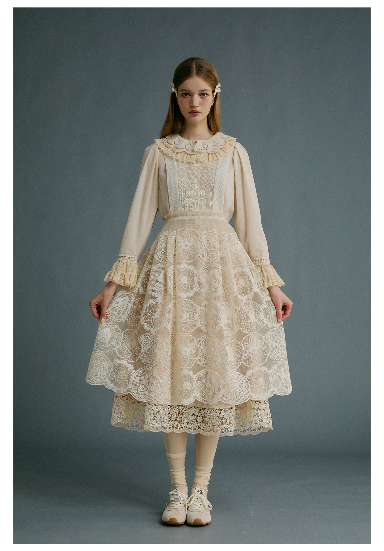 ヨーロピアンレトロ】アフタヌーンティー レース刺繍エプロン