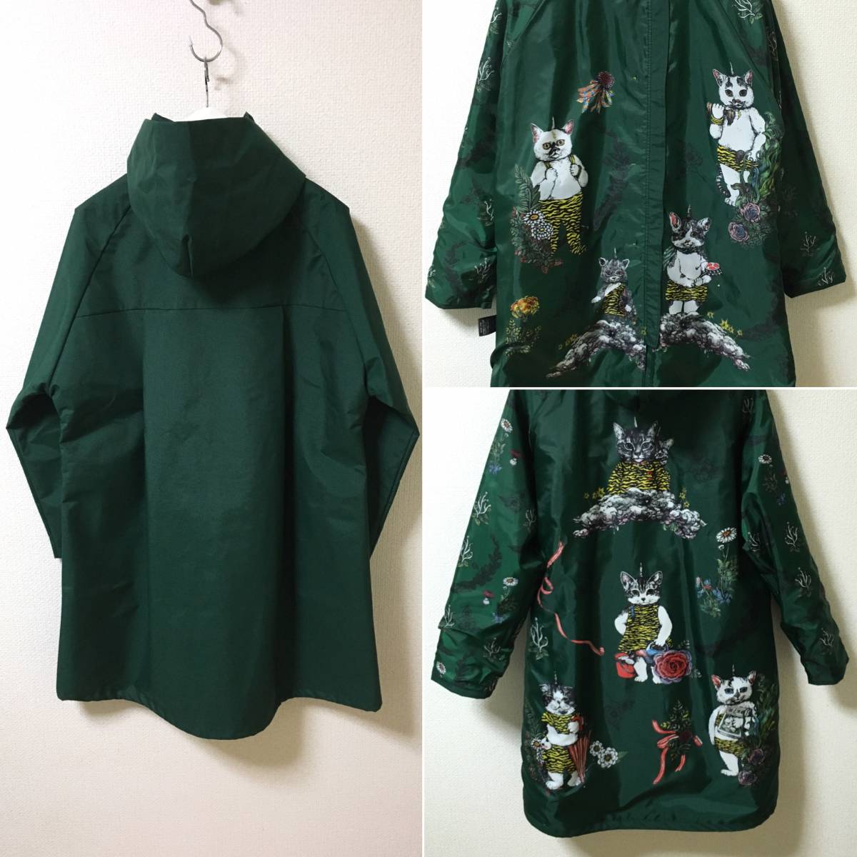 ヒグチユウコ ギュスターヴ カミナリ様 レインコート グリーン M