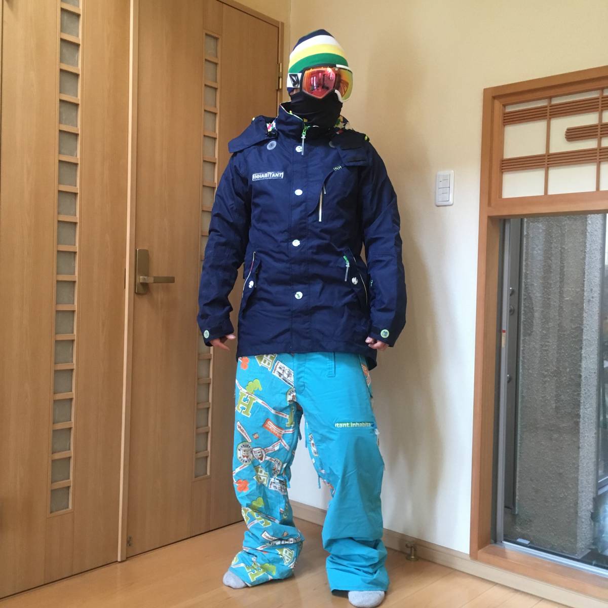 美品 インハビタント スノーボードウェア パンツ パイソン US:XL
