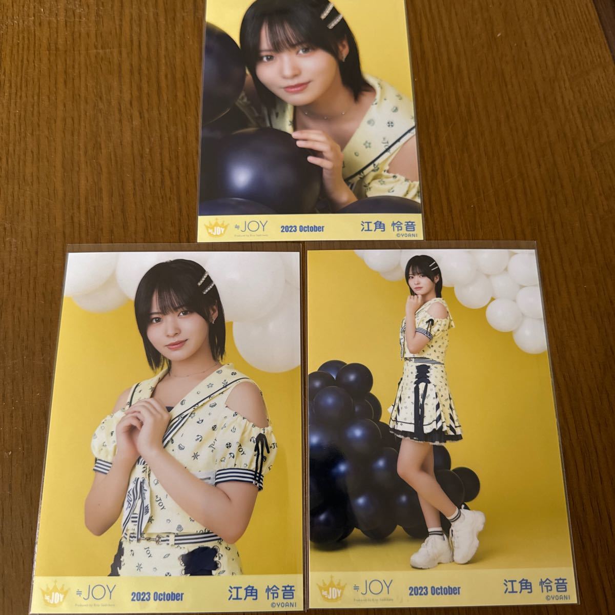 江角怜音 直筆 チュウ 生写真 3周年コンサート衣装 ニアジョイ ≒JOY