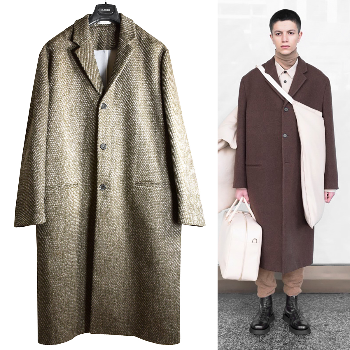 JIL SANDERジルサンダーツイードチェスターコート46 18AWメイヤー