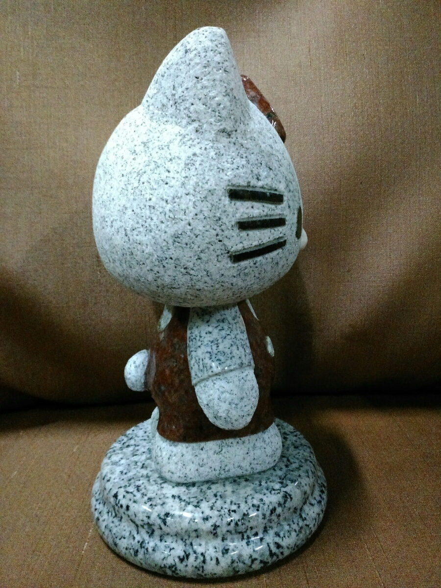 ハローキティ石像 御影石 高級 縁起物 置物 招き猫 桜色 オブジェ