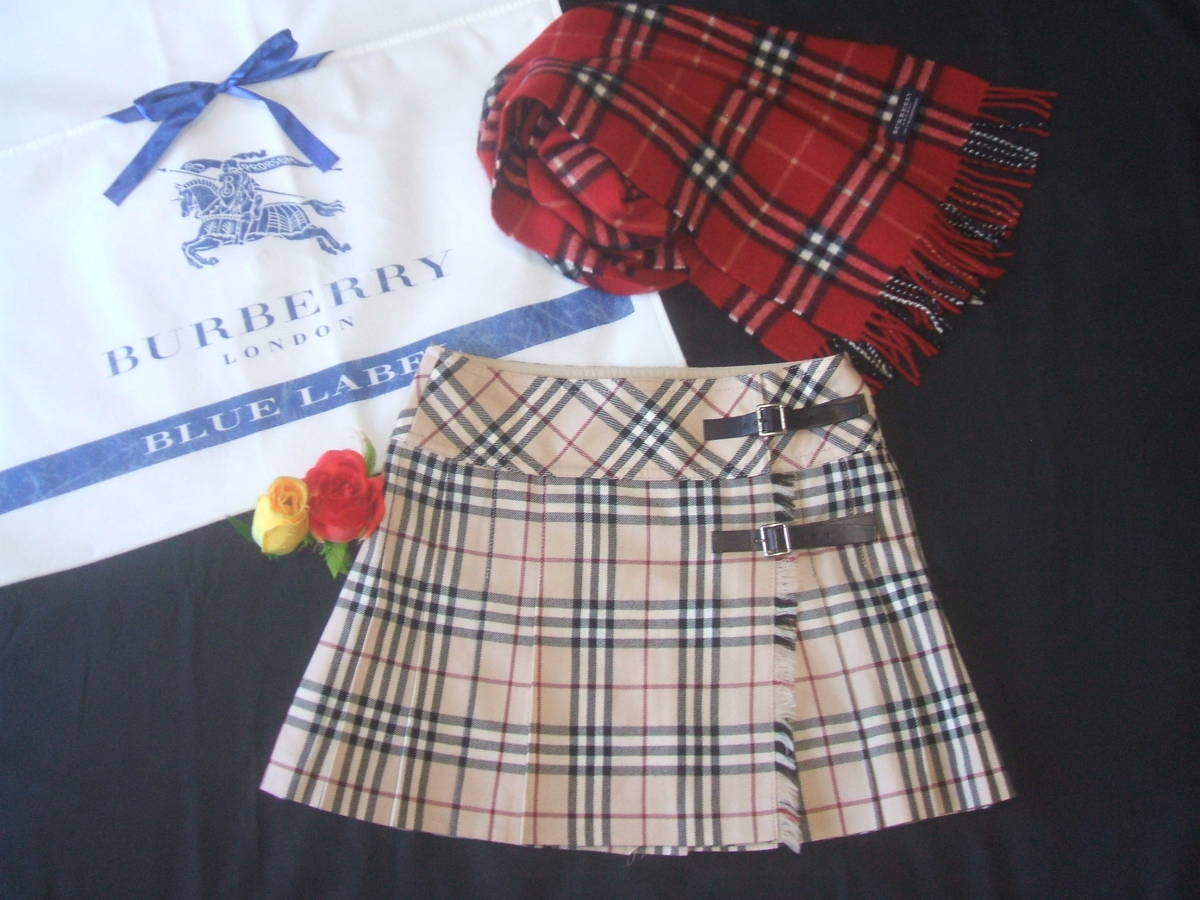 Burberrys プリーツ 巻きスカート ノバチェック ベージュ M BURBERRY