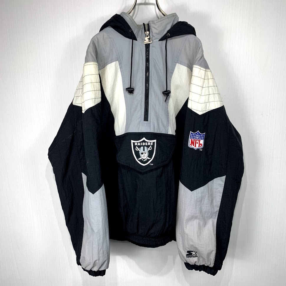 STARTER オークランド レイダース 中綿入り ナイロン パーカー XL