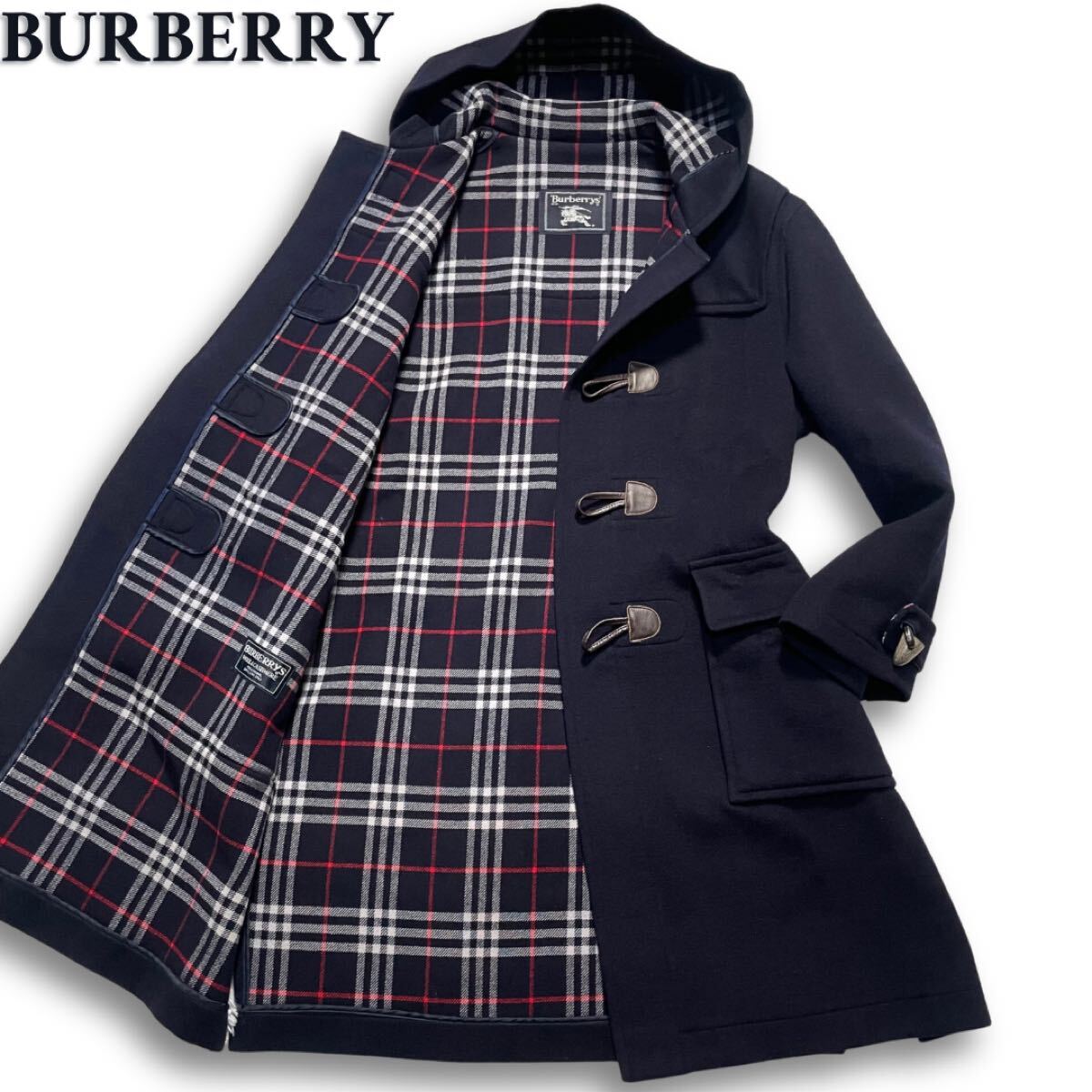 バーバリー スペシャリティダッフル コート ネイビー ノバチェック XL