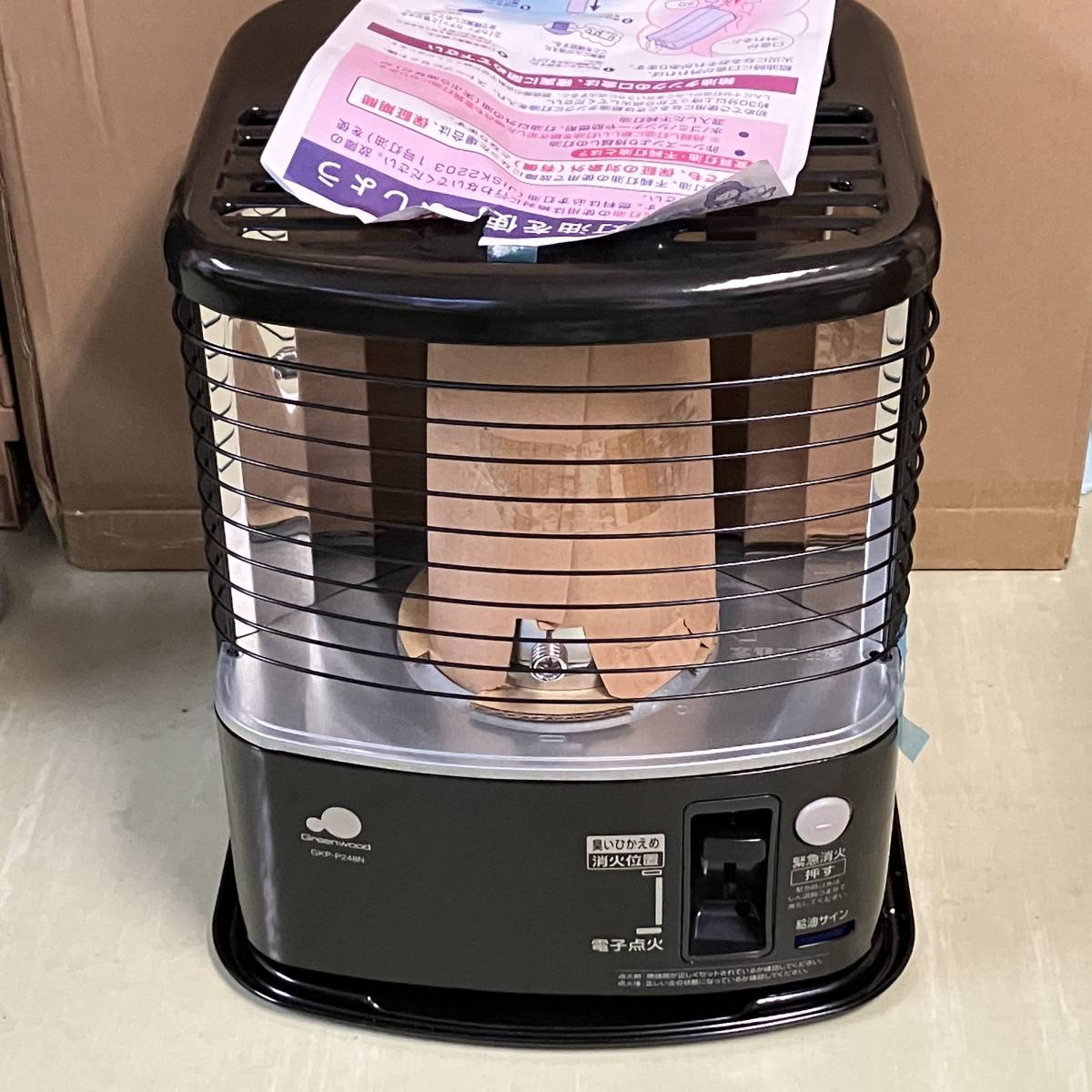 新品 未使用】グリーンウッド 石油ストーブ GKP-P244N （ブラック